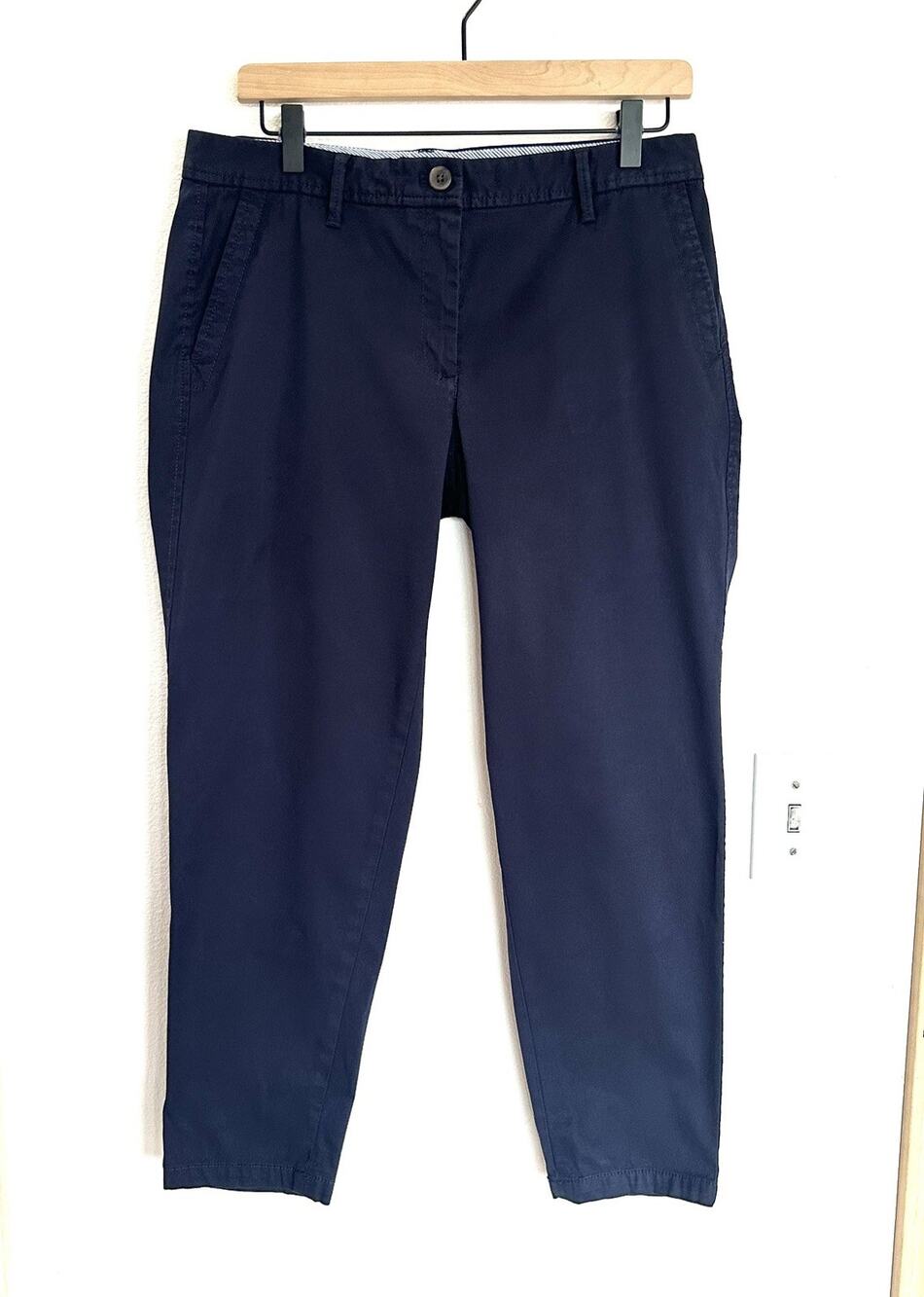 Talbots Girlfriend Chino Pants Navy Blue Stretch Cotton Sz 8P Coastal Preppy